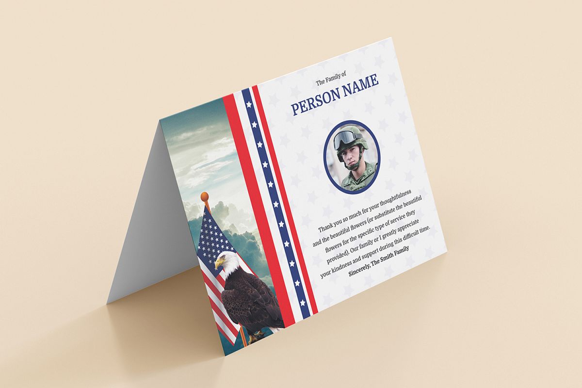 funeral thank you card for army militar design bundles