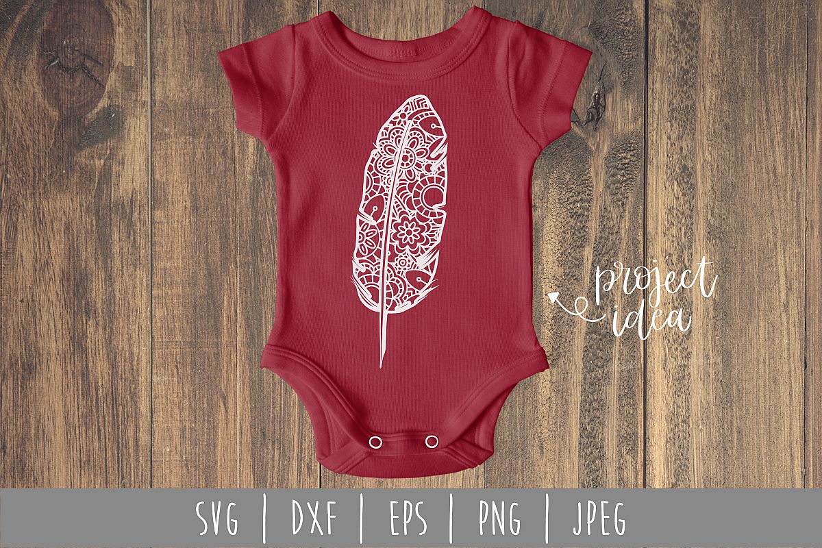 Zentangle Feather SVG, DXF, EPS, PNG JPEG example image 1