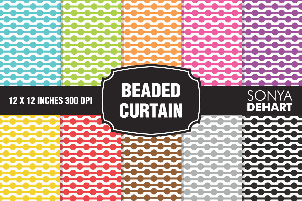 Beaded Curtain Polka Dot Chain Digital Paper Pattern Pack example image 1