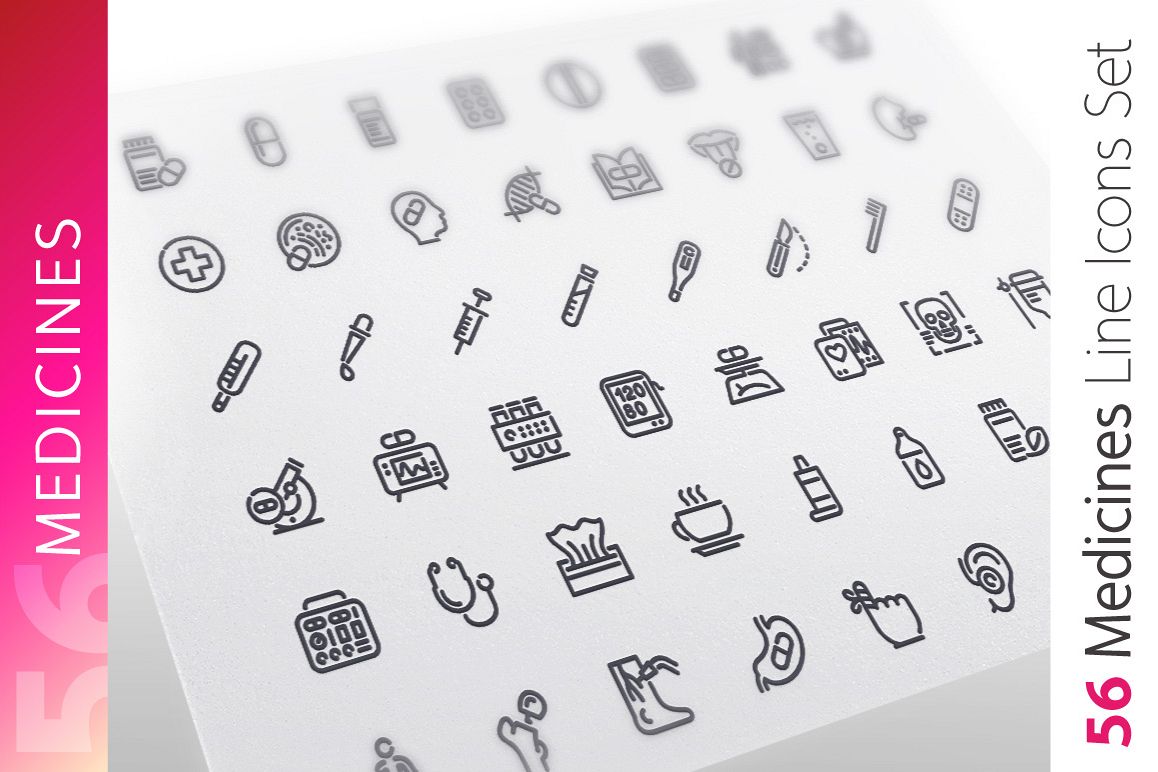 Medicines Line Icons Set example image 1