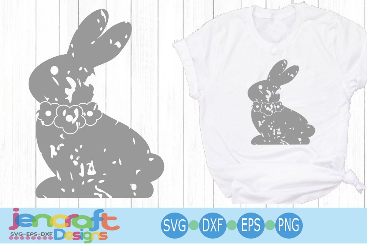 Download Easter SVG - Distressed Chocolate Floral Bunny Svg, Eps, Dxf