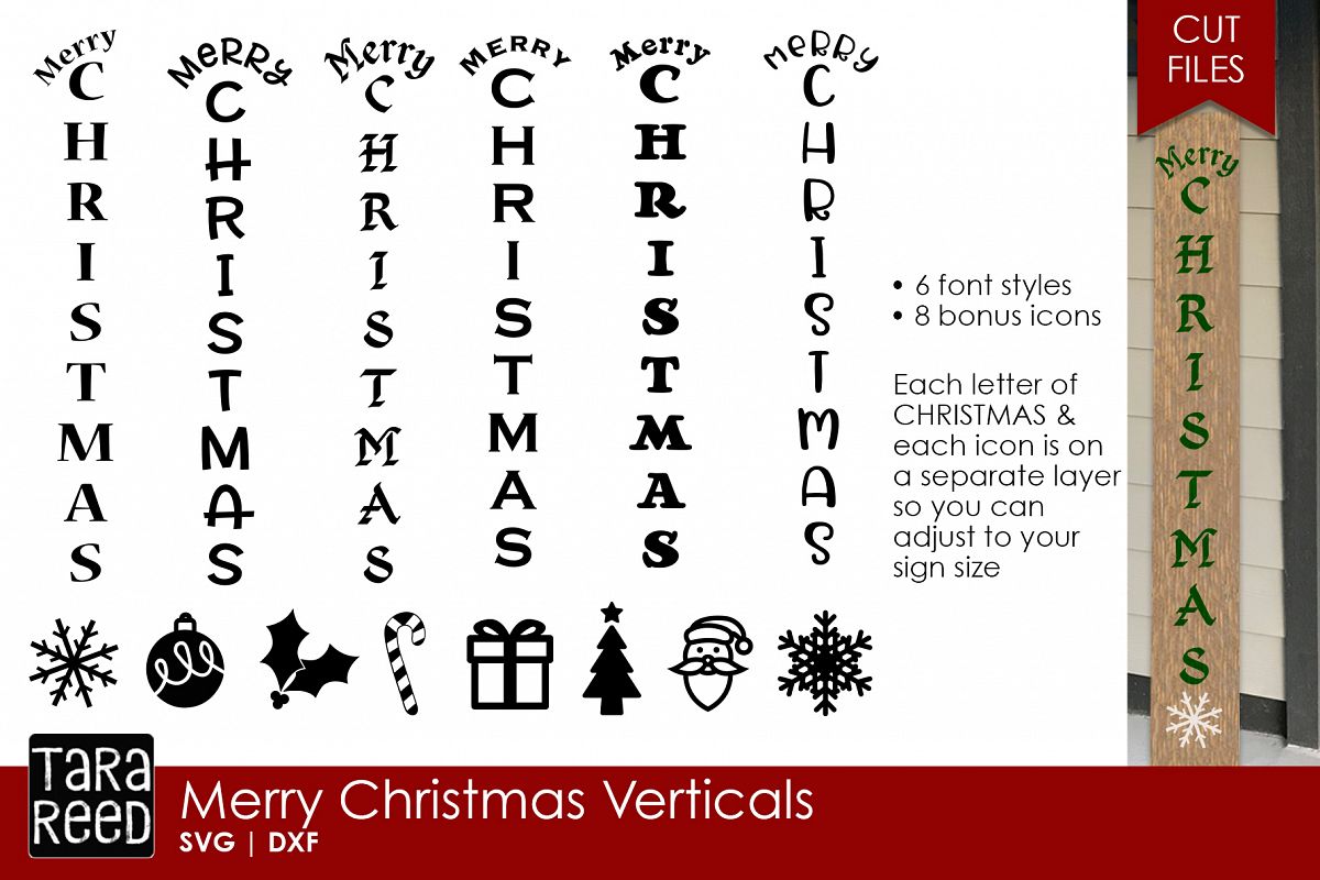 Download Merry Christmas Vertical Sign - Christmas SVG & DXF Files ...