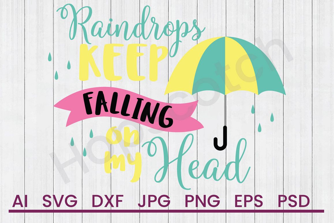 Umbrella SVG, Raindrops Fall SVG, DXF File, Cuttatable File example image 1