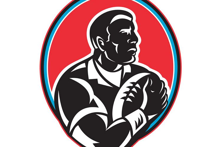 Rugby player running with ball example image 1
