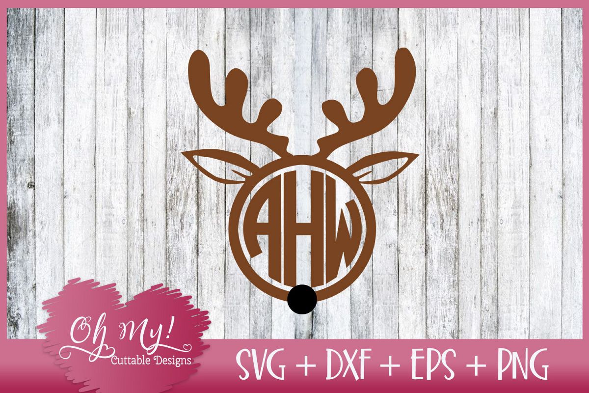 Reindeer Monogram Frame - SVG DXF EPS PNG Cutting File example image 1