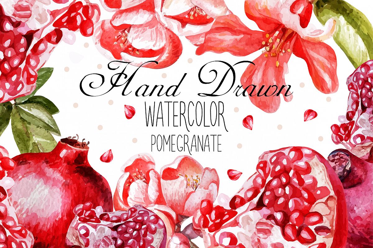 Beautiful watercolor pomegranates example image 1