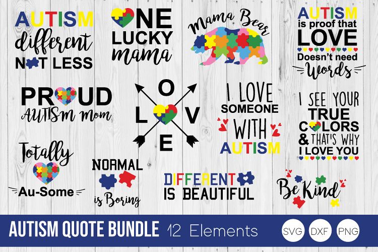 Autism Quote Bundle SVG Cut Files example image 1