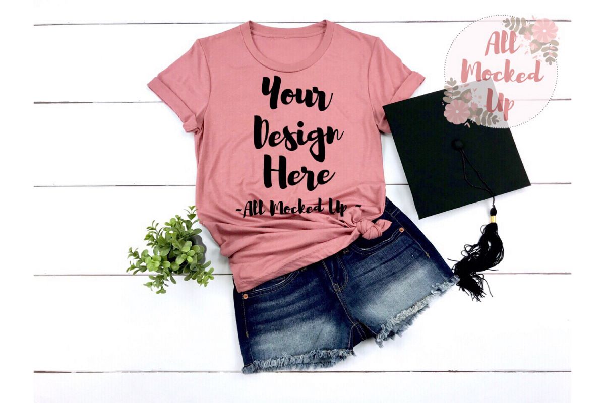Bella Canvas 3001 / 3413 MAUVE Shirt Graduation Mock Up 3/19 example image 1