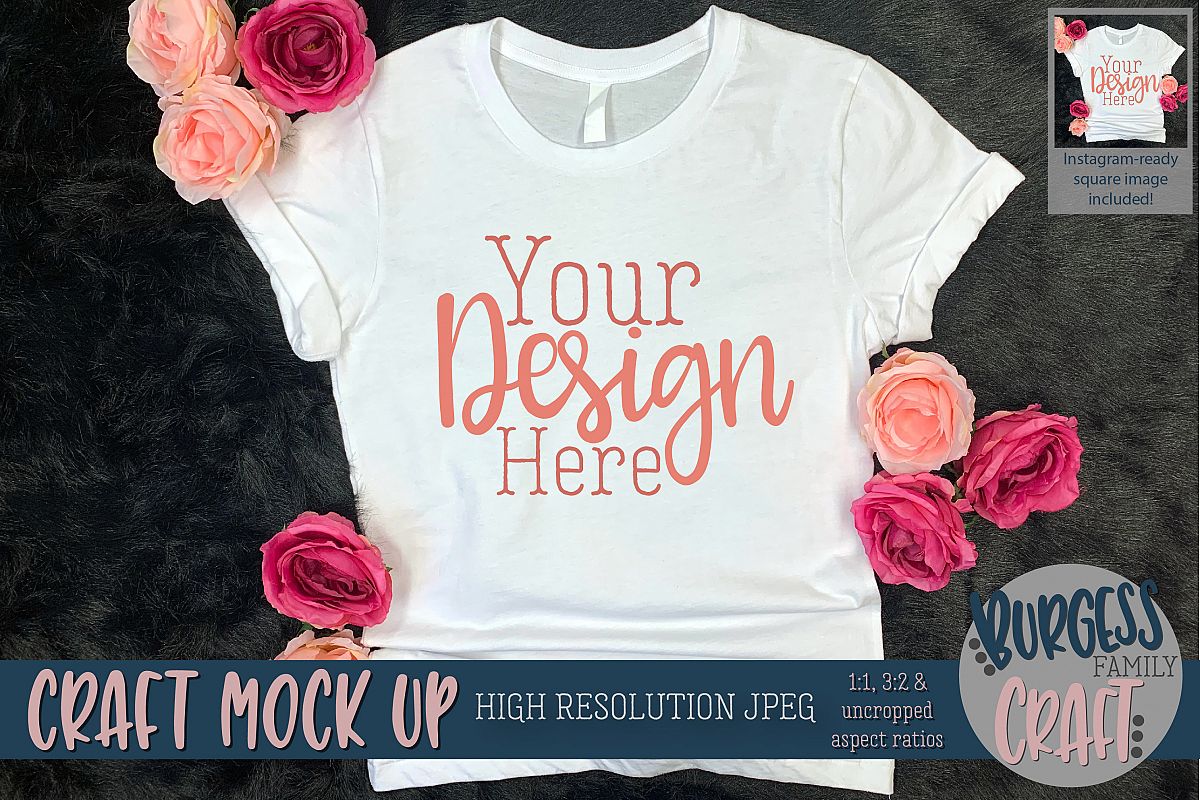 Pretty womens shirt w/flowers Craft mock up | High Res JPEG example image 1