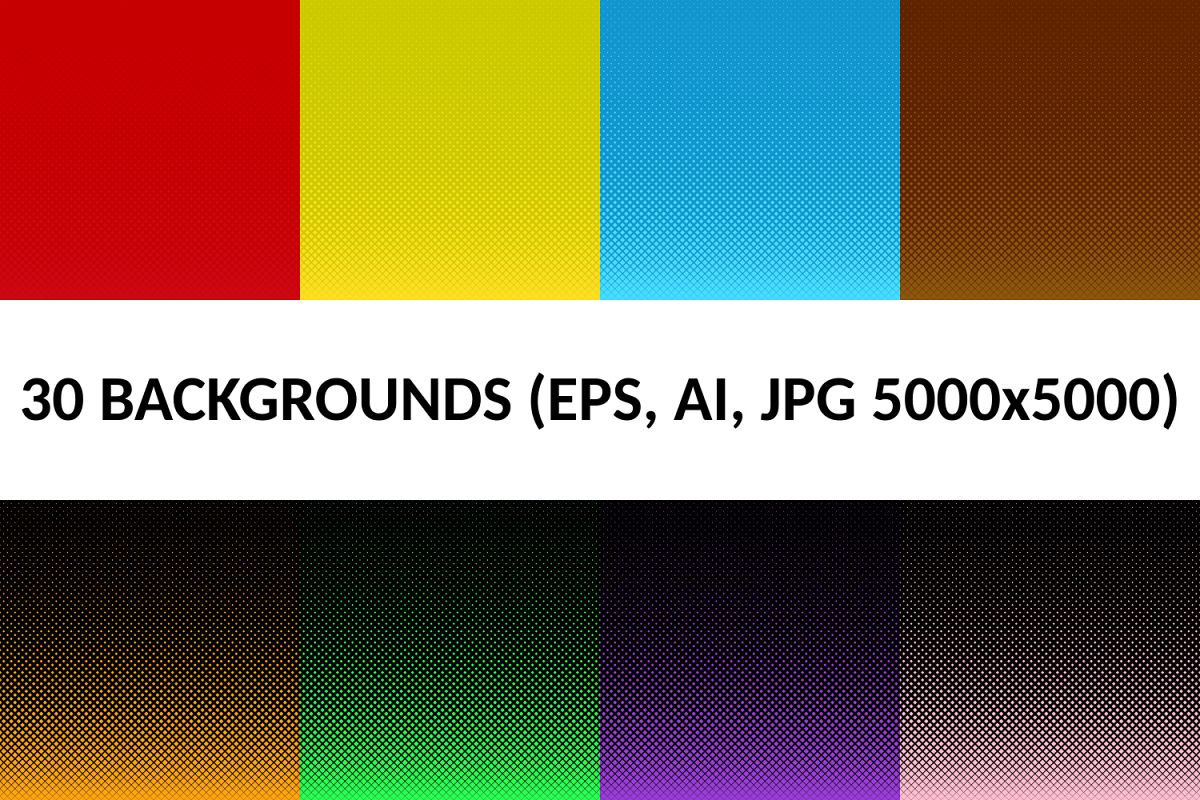30 Halftone Square Backgrounds AI, EPS, JPG 5000x5000 example image 1