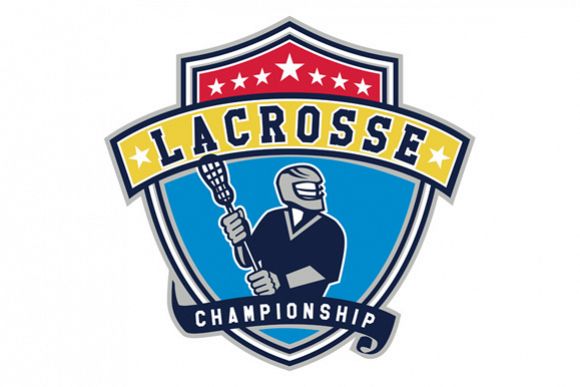 Lacrosse Player Ribbon Shield Retro example image 1
