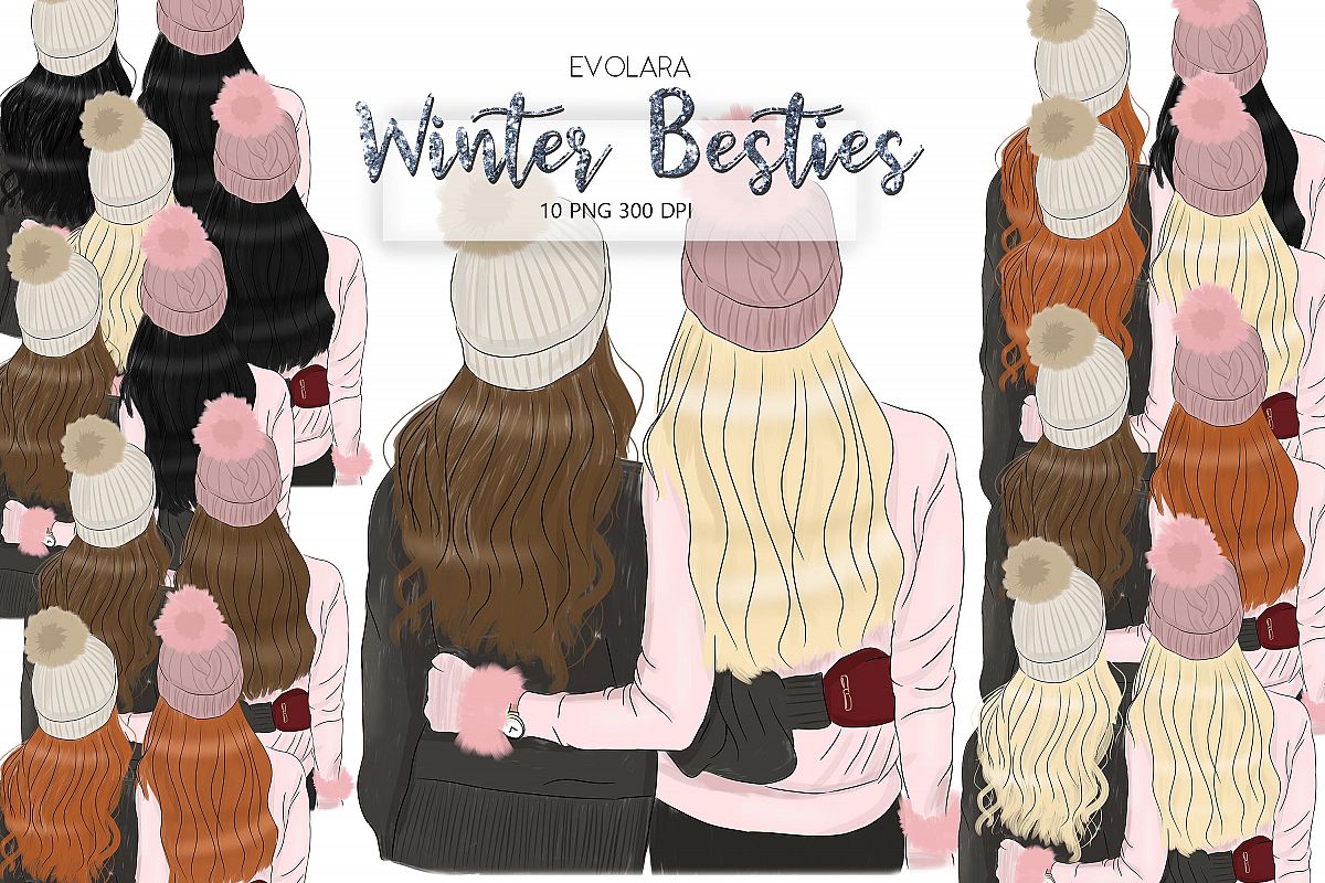Best Friends Clipart Besties Clipart Winter Besties Clipart example image 1