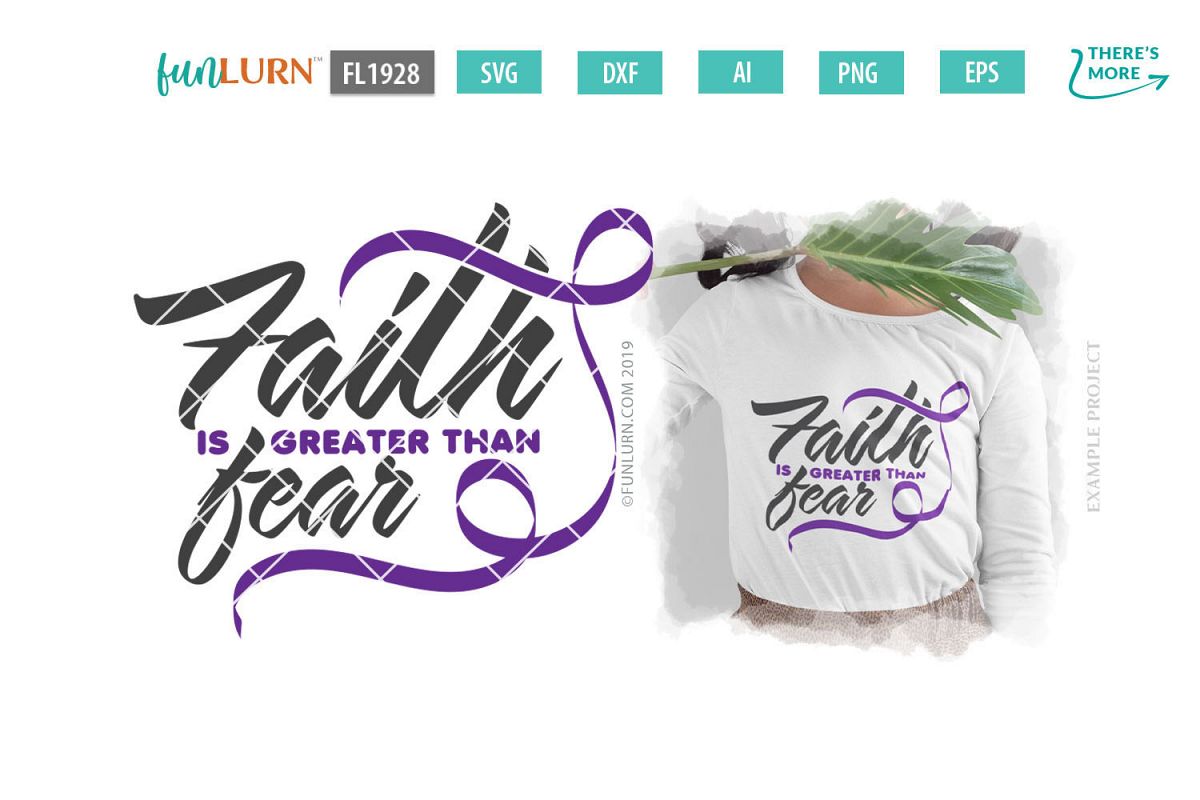 Faith is Greater Than Fear Purple Ribbon SVG Cut File example image 1