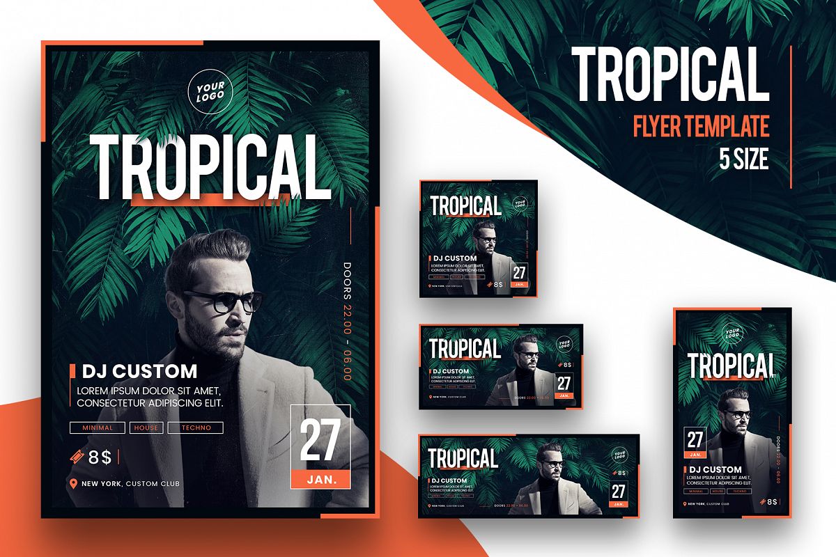 Tropical Party Flyer Template example image 1