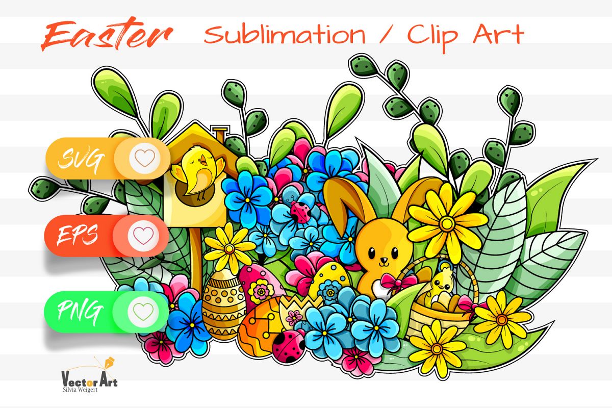 Happy Easter Illustration - Sublimation / Clip Art example image 1