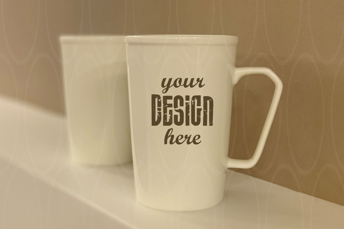 Blank White Coffee Glass White Mugs mock up Styled example image 1
