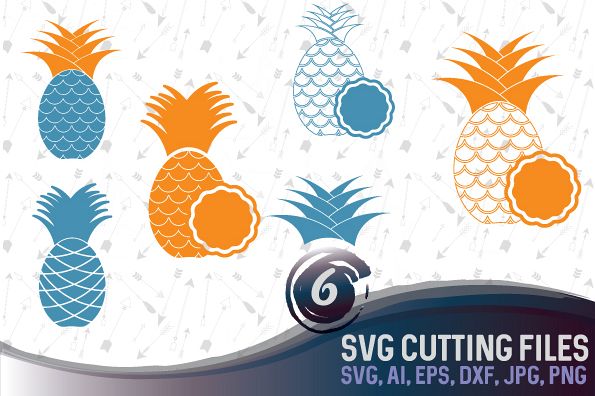6 Pineapple vector designs and monogram templates SVG, DXF, JPG, PNG, DWG, AI, EPS example image 1