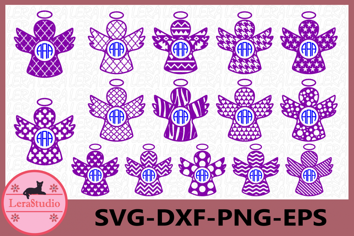 Christmas Angels Svg,Christmas Angel Monogram Frame, Angel example image 1