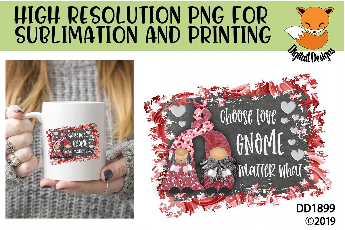 Valentine Nordic Gnome Sublimation Design example image 1