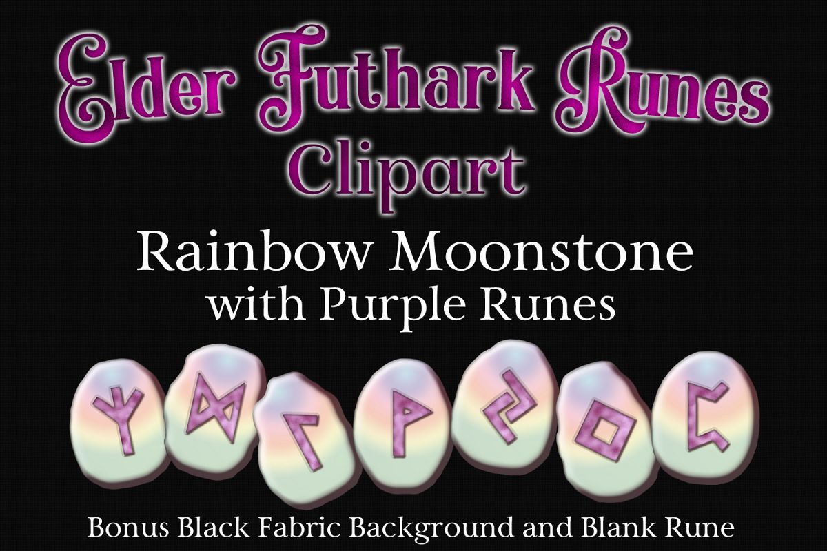 Rainbow Moonstone Elder Futhark Runes Set example image 1