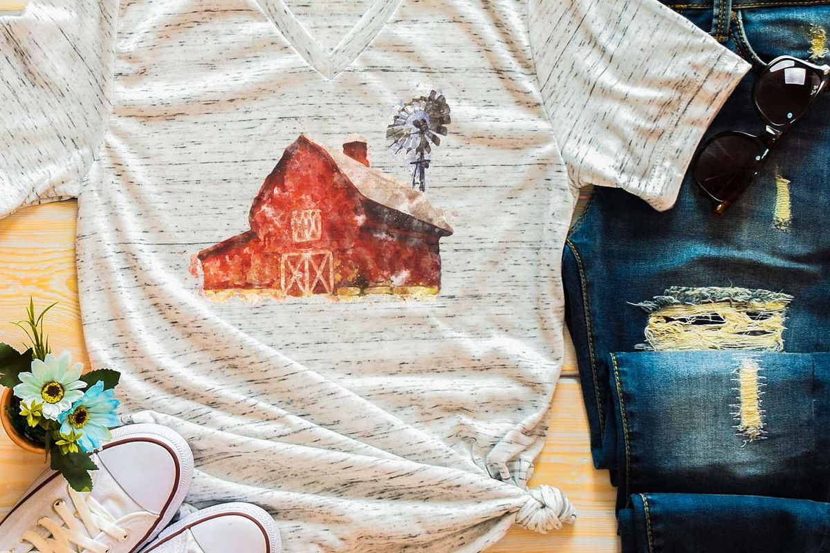 Watercolor Farm Sublimation Digital Download example image 1