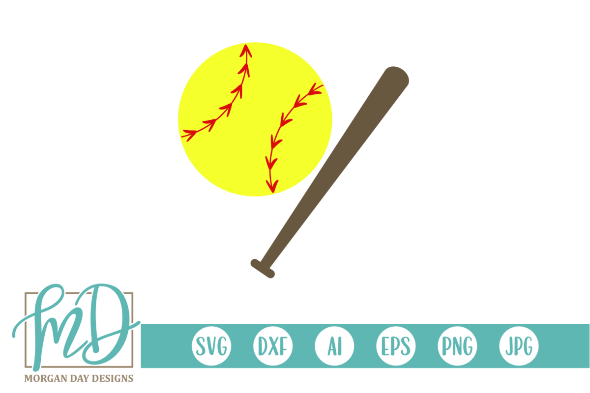 Softball SVG, DXF, AI, EPS, PNG, JPEG example image 1