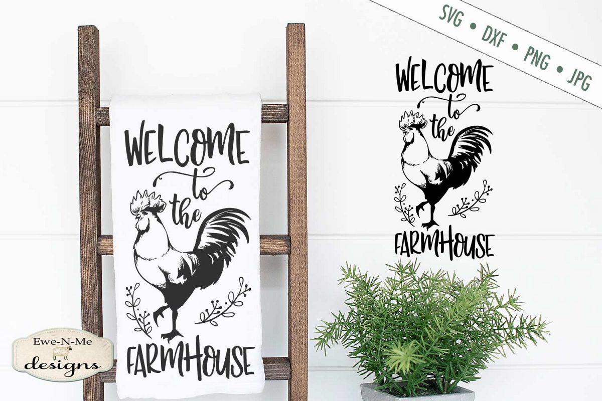 Welcome to the Farmhouse - Rooster - SVG DXF File example image 1