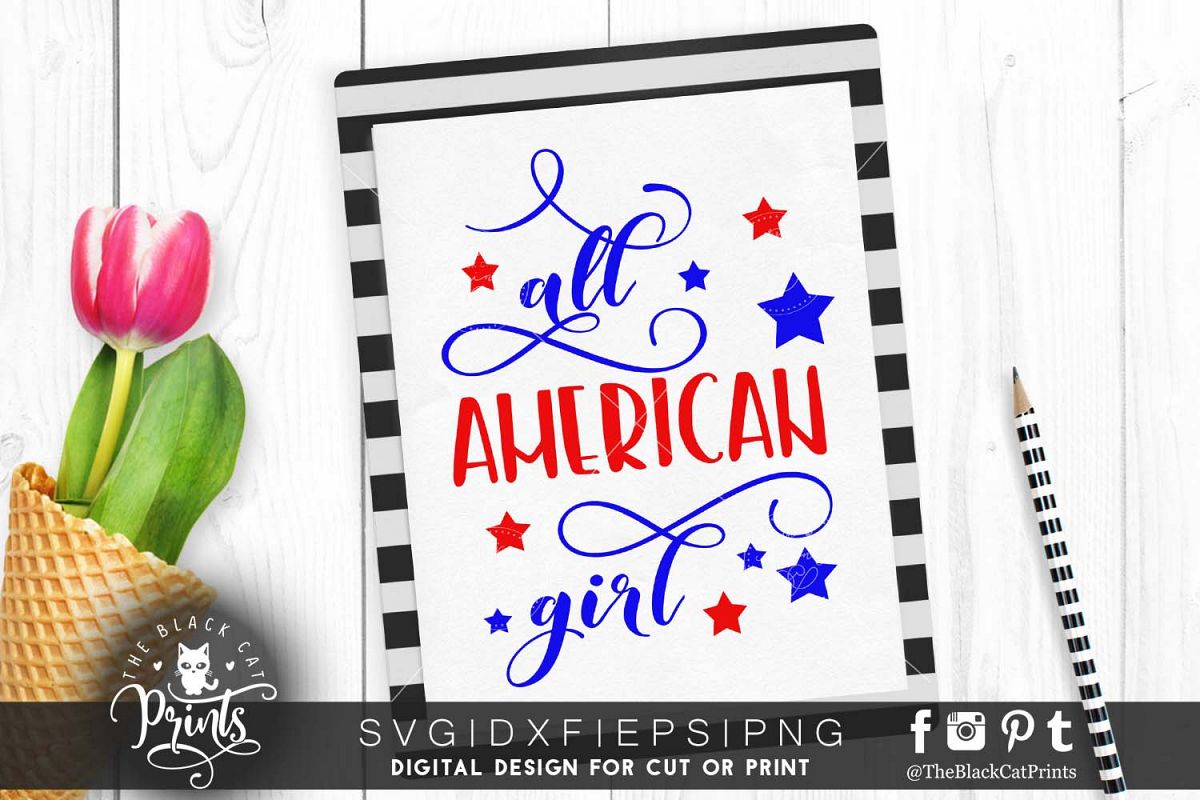 All American girl SVG PNG EPS DXF example image 1
