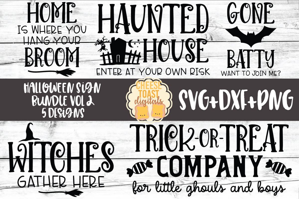 Halloween Sign Bundle Vol 2 - Fall SVG PNG DXF Cut Files example image 1