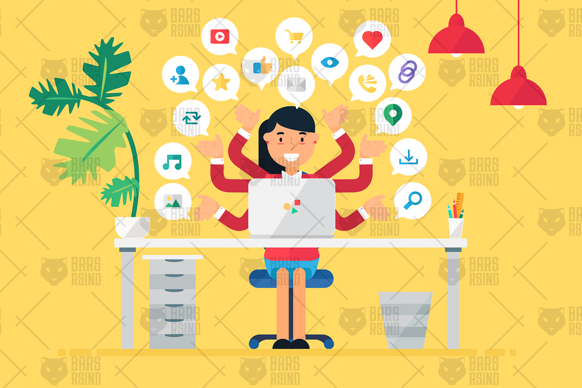 Online Business Workspace With Woman example image 1