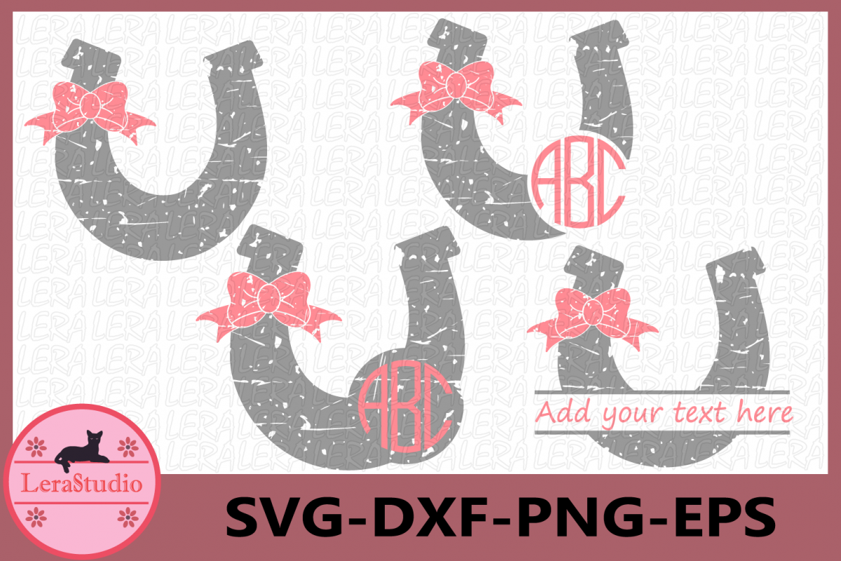Horseshoe Grunge SVG, Monogram Svg, Horseshoe Files example image 1