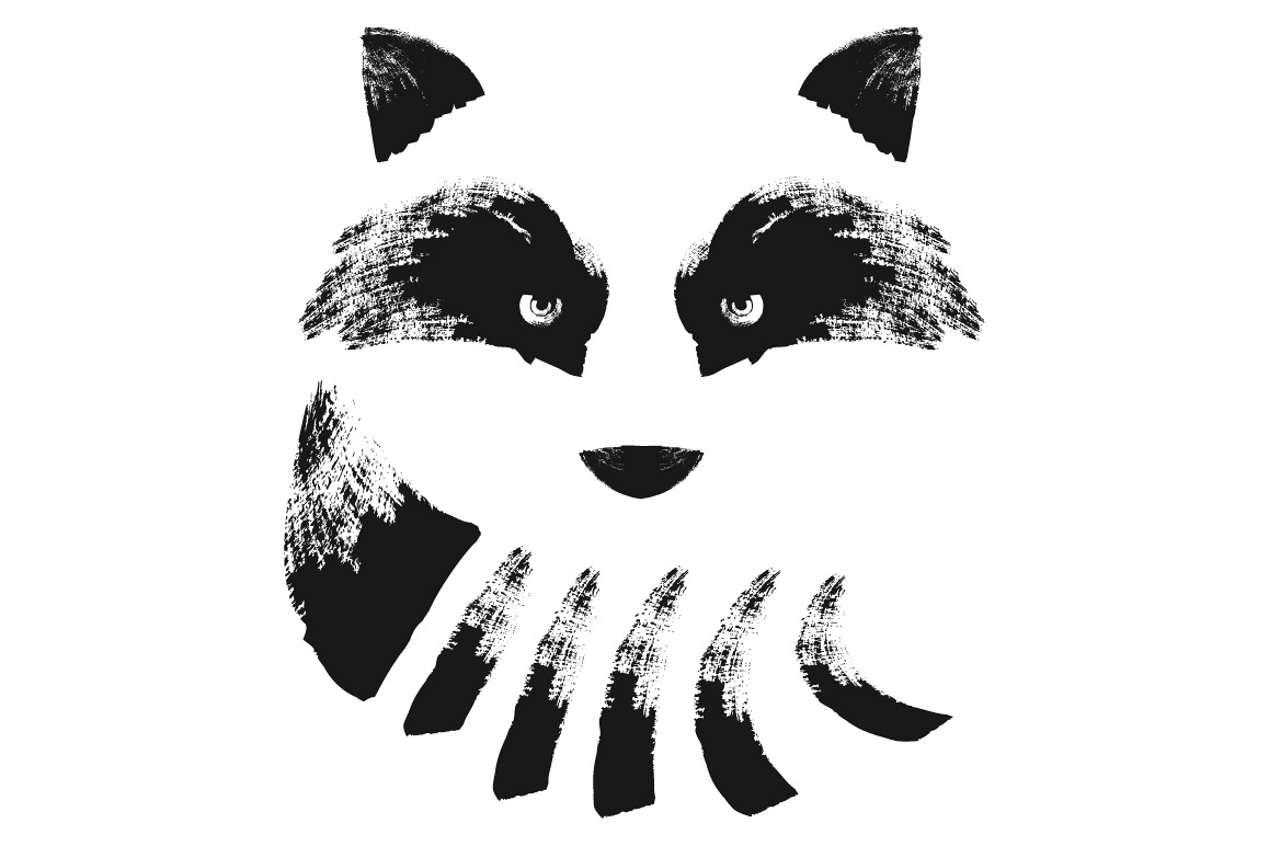 Raccoon face illustration. Hand drawn vector illustration. example image 1