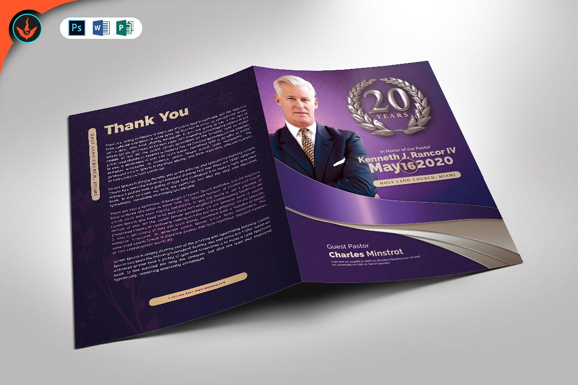 Lavender Pastors Church Anniversary Template example image 1