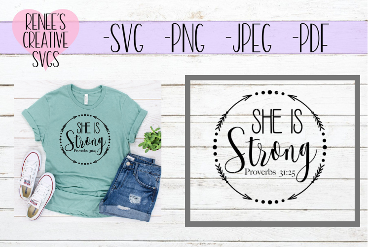 She is strong | Saying | SVG Cutting File example image 1