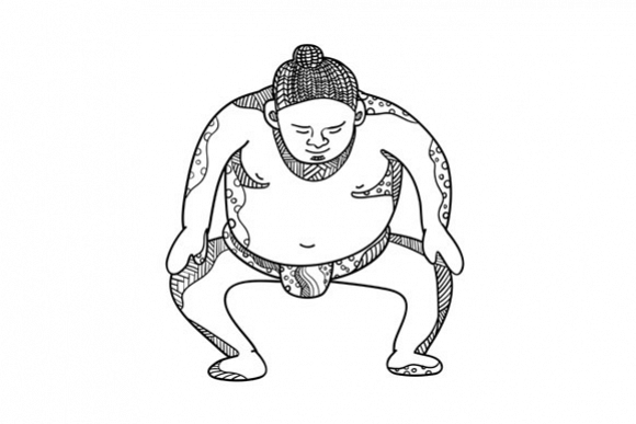 Sumo Wrestler Stomping Doodle example image 1