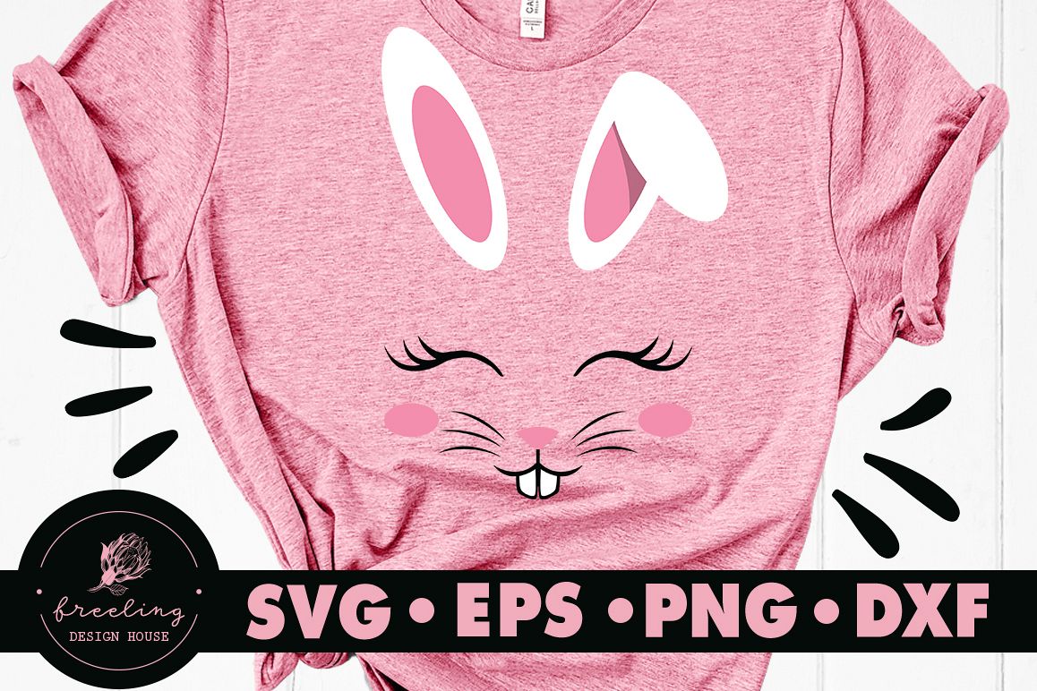 Cute Bunny Face SVG DXF EPS PNG example image 1