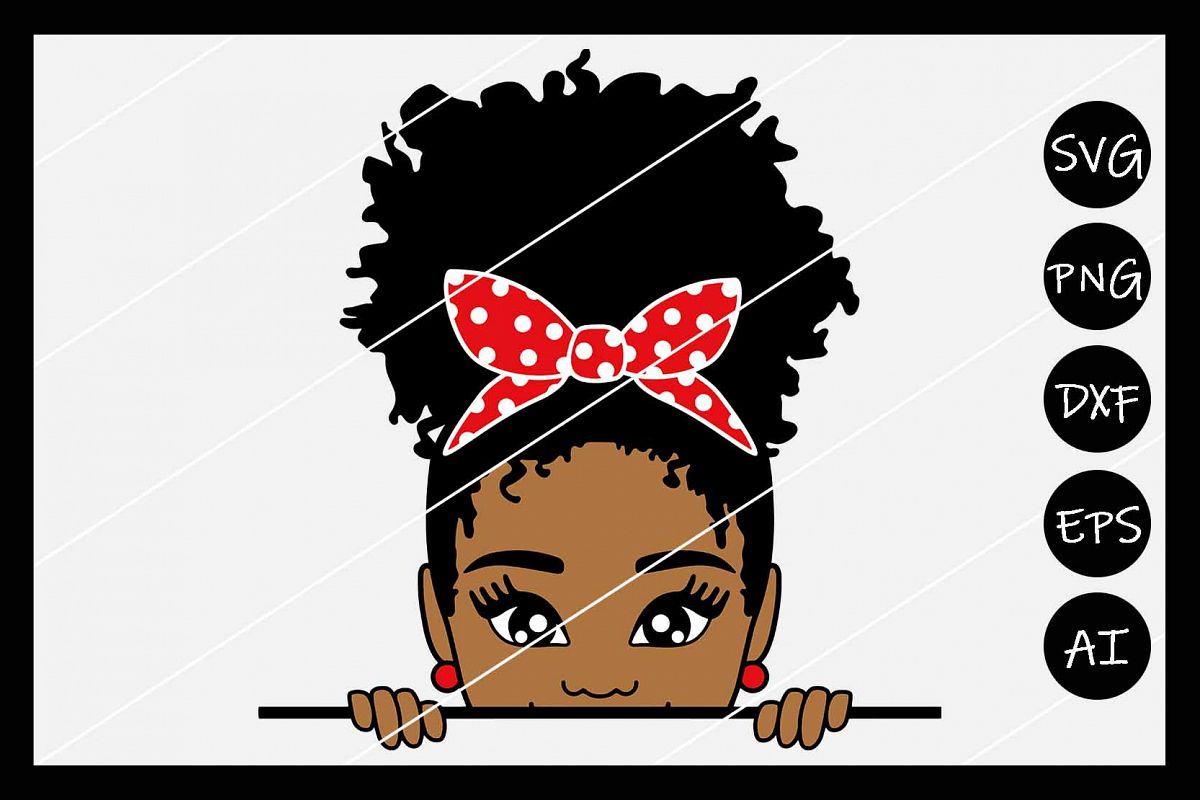 African American Afro Girl Puff SVG, Silhouette Cameo, Cut example image 1