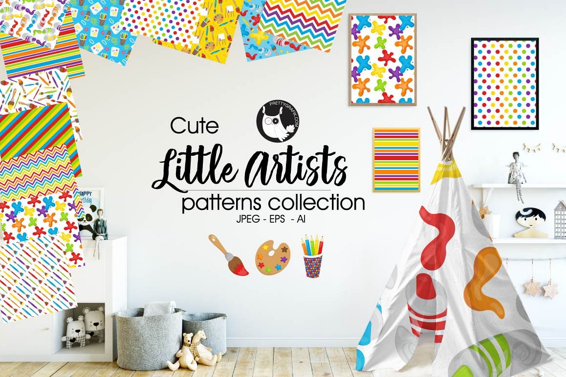 Little Artists, digital papers example image 1