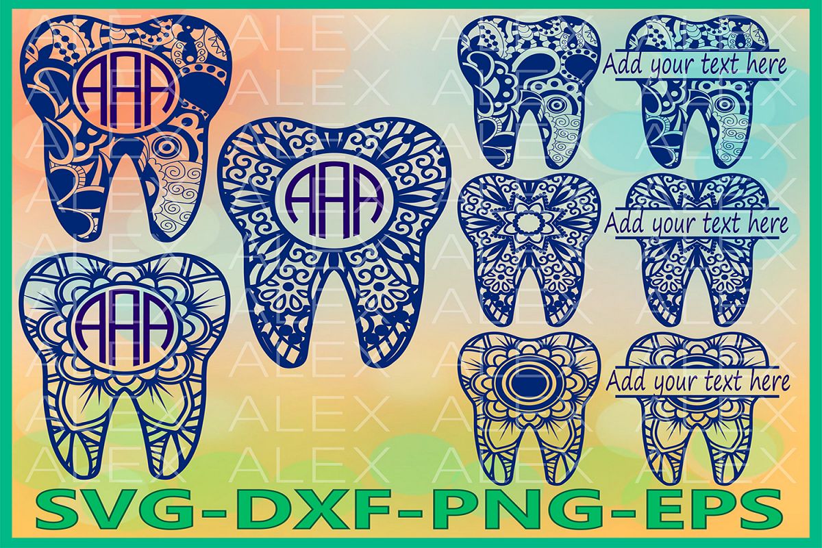 Tooth Svg, Tooth Monogram Svg, Mandala SVG, Zentangle svg example image 1