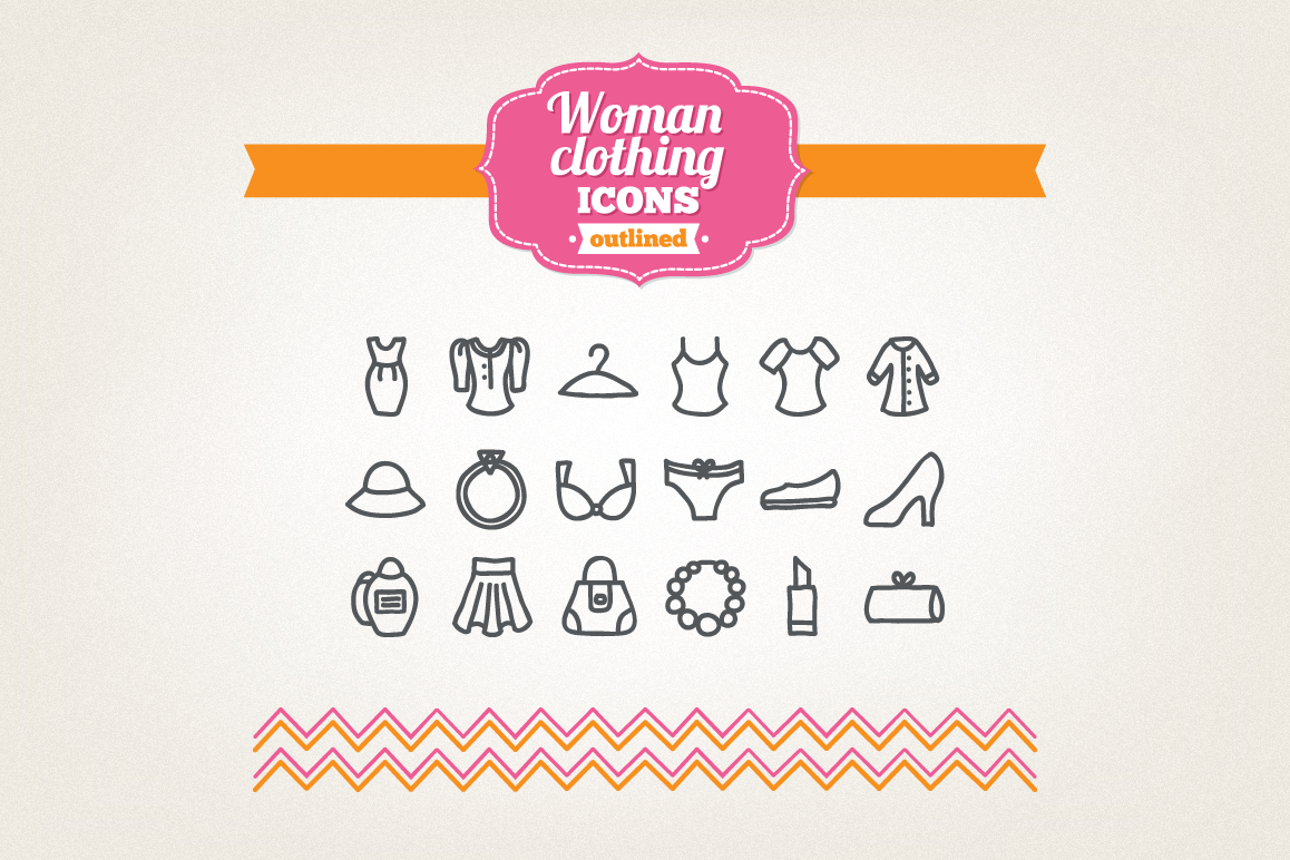 Hand Drawn Woman Clothing Icons example image 1