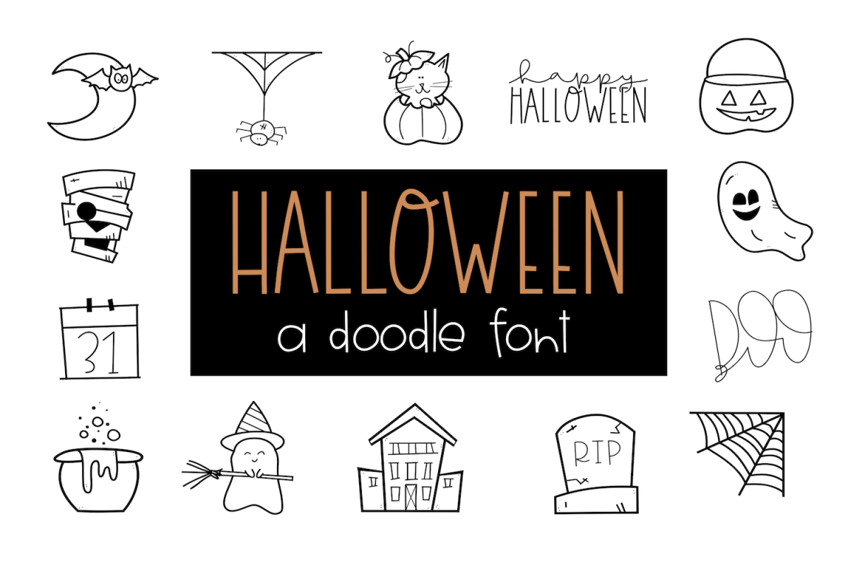 Creep It Real - A Spooky Halloween Doodles Font example image 1