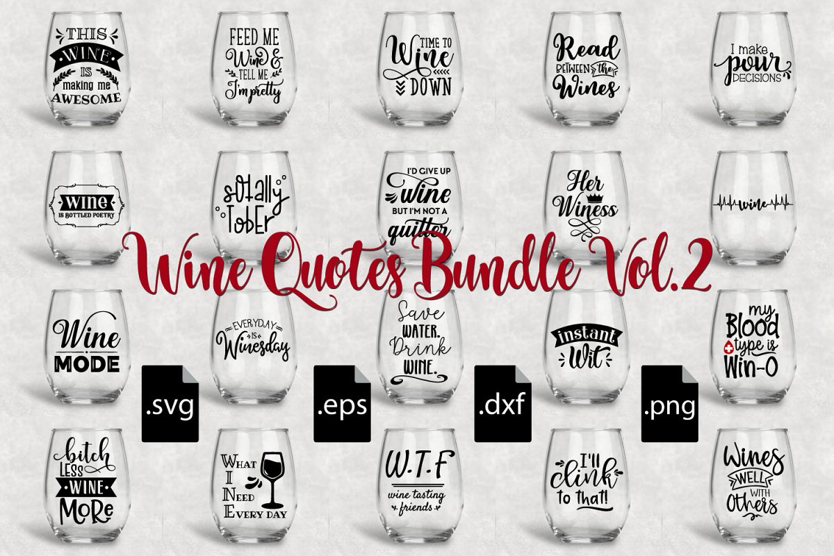 Download Wine Quotes Bundle Vol 2 - SVG, EPS, DXF, PNG