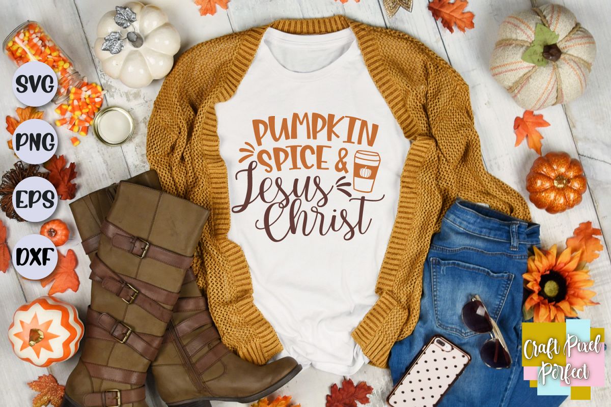 Pumpkin Spice & Jesus Christ Svg, Fall Svg, Thanksgiving Svg example image 1