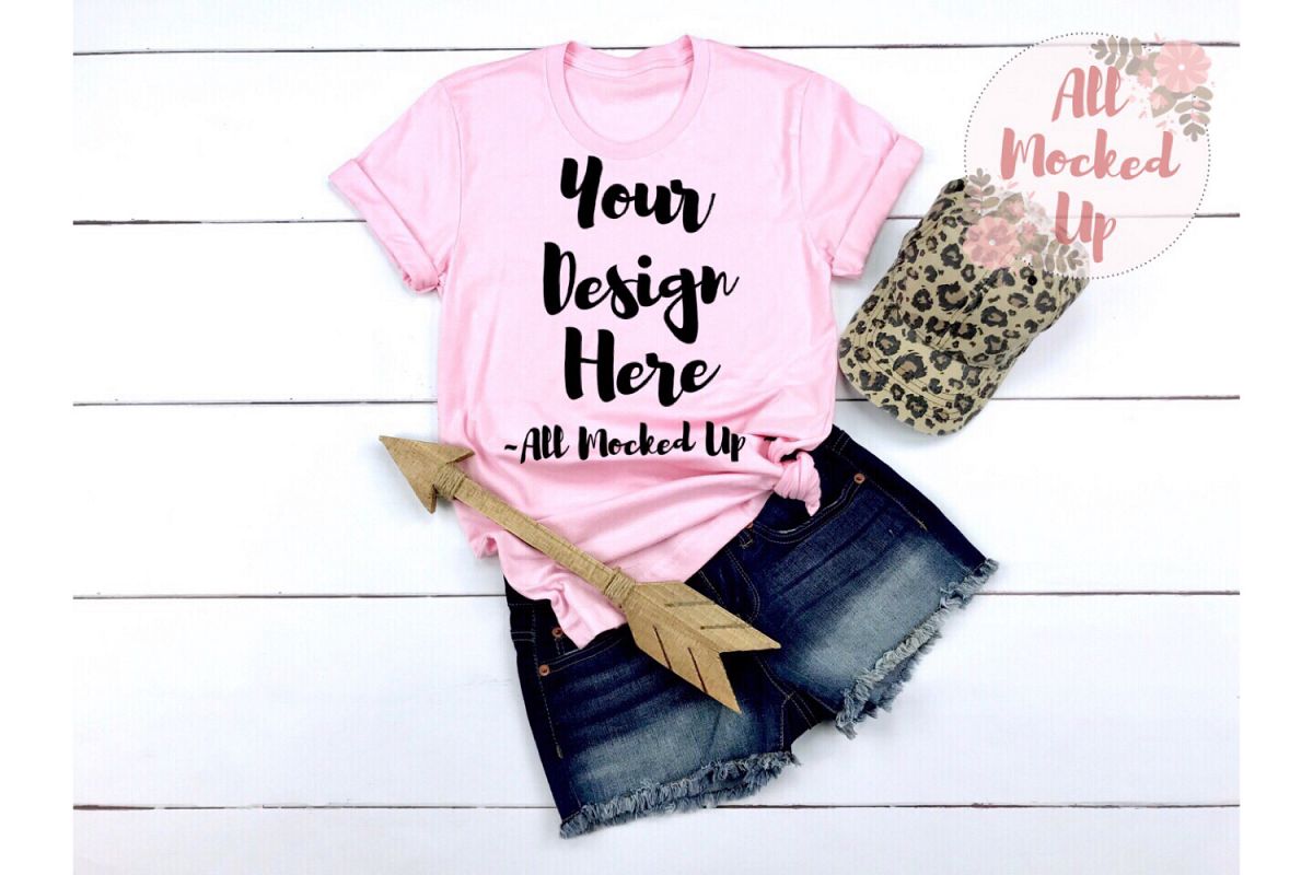 Bella Canvas 3001 PINK Shirt Mock Up - 3/19 example image 1