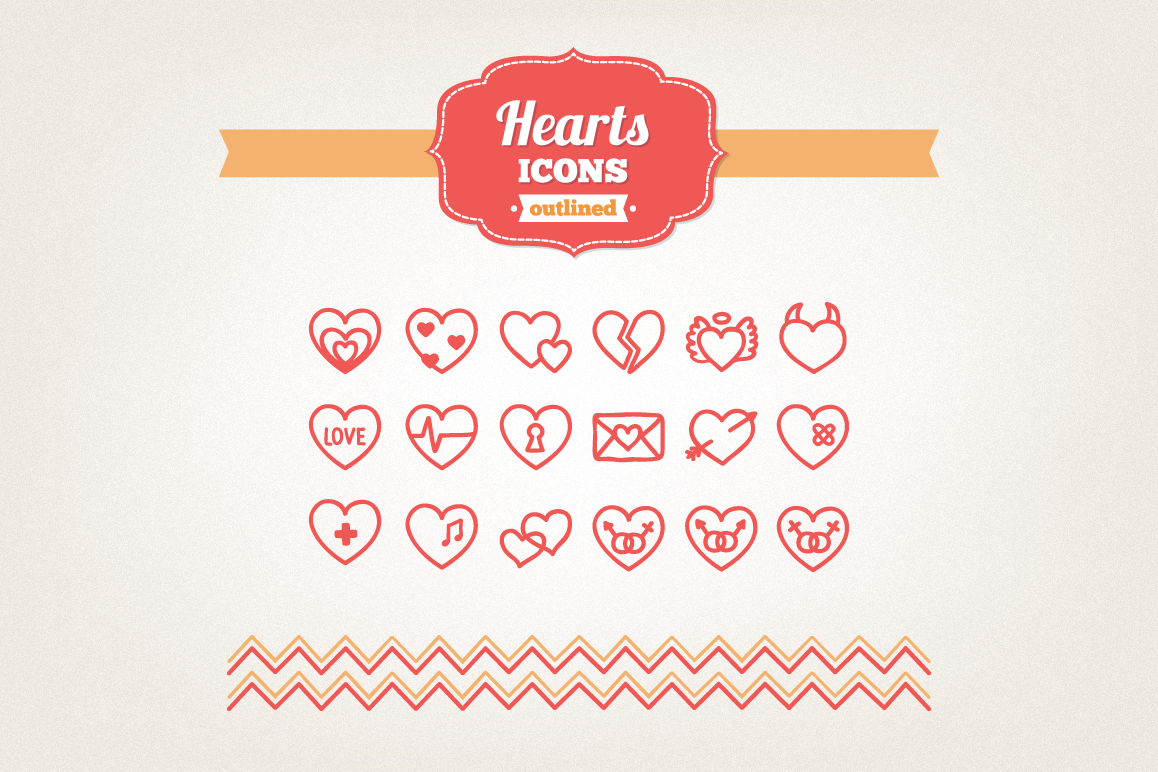 Hand Drawn Hearts Icons example image 1