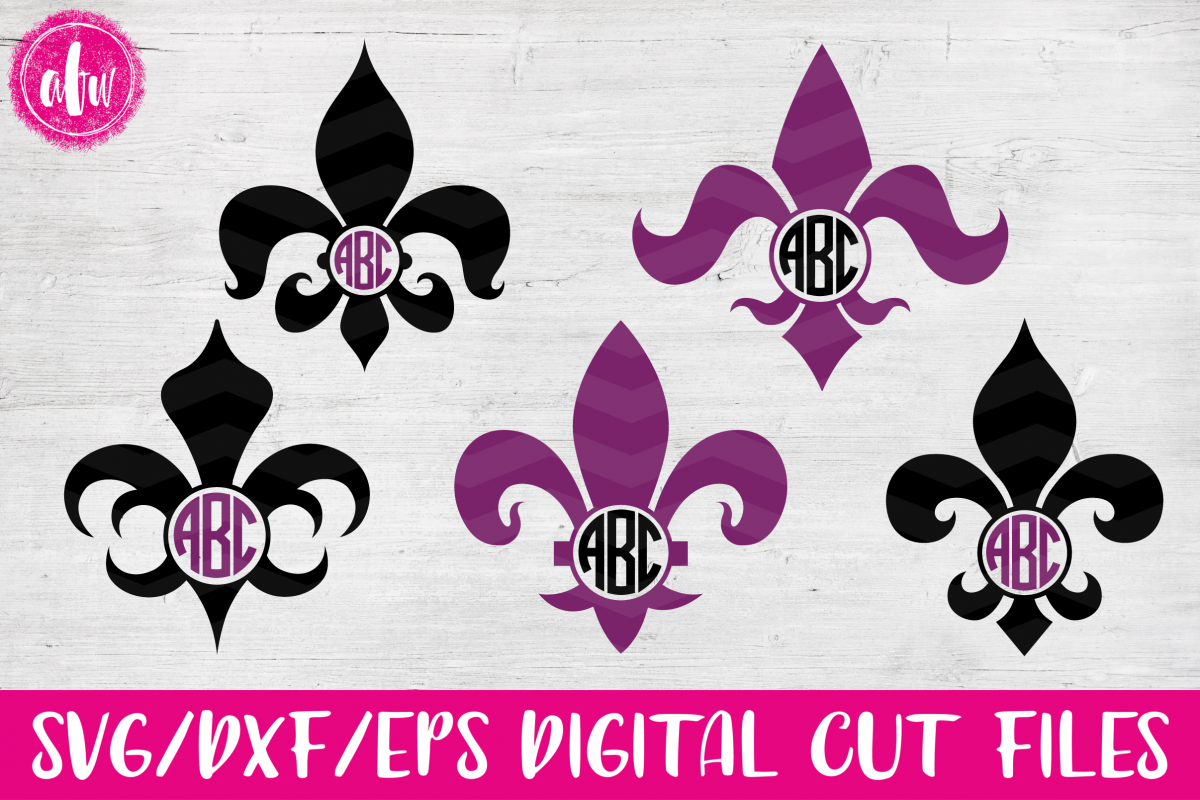 Monogram Fleur de Lis Set - SVG, DXF, EPS Cut File (14632) | SVGs