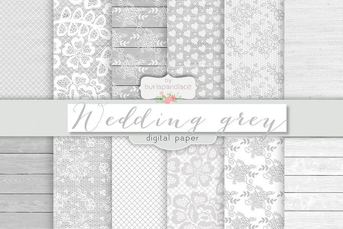 Grey wedding digital paper pack example image 1