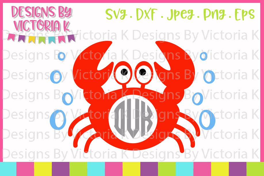 Crab Monogram, Crab, Beach svg, SVG, DXF, PNG example image 1