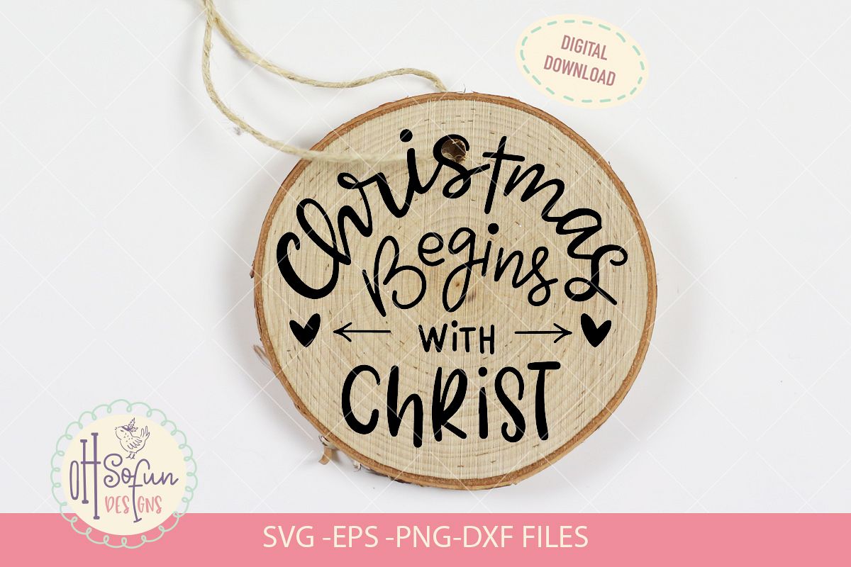 Christmas begins with Christ, hand lettering Christmas SVG example image 1