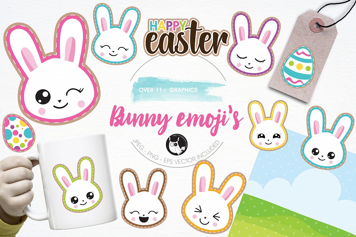 Easter bunny emoji graphics and illustrations example image 1